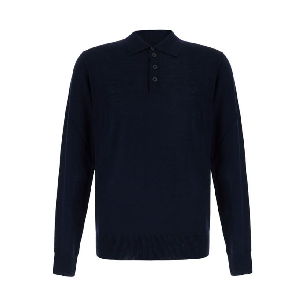 Emporio Armani Men Polo Collar With Long Sleeves In Tech Fabric Blue Men